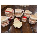 Vintage Santa Clause English Pitcher, Mugs, Serving Dish & Figurine Set Vintage Santa Clause English Pitcher, Mugs, Serving Dish & Figurine Set