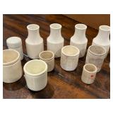 Lot of Antique English Advertising Ironstone Jars and Vases - Assorted Sizes Lot of Antique English Advertising Ironstone Jars and Vases - Assorted Sizes
