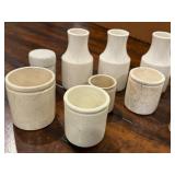 Lot of Antique English Advertising Ironstone Jars and Vases - Assorted Sizes Lot of Antique English Advertising Ironstone Jars and Vases - Assorted Sizes