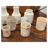 Lot of Antique English Advertising Ironstone Jars and Vases - Assorted Sizes Lot of Antique English Advertising Ironstone Jars and Vases - Assorted Sizes