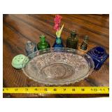 Vintage Glassware Collection with Decorative Dish & Bottles Vintage Glassware Collection with Decorative Dish & Bottles