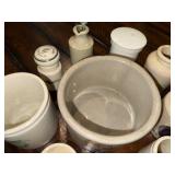 Lot of 9 Decorative Antique English Ironstone Crocks and Jars with Nature Motifs Lot of 9 Decorative Antique English Ironstone Crocks and Jars with Nature Motifs