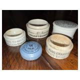 Antique English Advertising Ironstone Cold Cream & Pomade Jars Collection Antique English Advertising Ironstone Cold Cream & Pomade Jars Collection