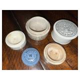 Antique English Advertising Ironstone Cold Cream & Pomade Jars Collection Antique English Advertising Ironstone Cold Cream & Pomade Jars Collection
