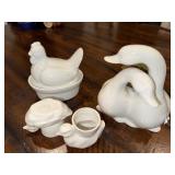 Charming French White Ceramic Animal Decor Set - Planter, Figurines & Egg Cup Charming French White Ceramic Animal Decor Set - Planter, Figurines & Egg Cup