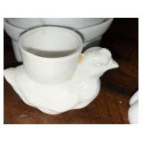 Charming French White Ceramic Animal Decor Set - Planter, Figurines & Egg Cup Charming French White Ceramic Animal Decor Set - Planter, Figurines & Egg Cup