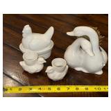 Charming French White Ceramic Animal Decor Set - Planter, Figurines & Egg Cup Charming French White Ceramic Animal Decor Set - Planter, Figurines & Egg Cup