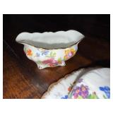 Porcelain Floral Creamer, Sugar Bowl, and Butter Dish Set Porcelain Floral Creamer, Sugar Bowl, and Butter Dish Set