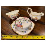 Porcelain Floral Creamer, Sugar Bowl, and Butter Dish Set Porcelain Floral Creamer, Sugar Bowl, and Butter Dish Set