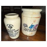 Antique English Advertising Galloway Creamery & Lucien Foucauld Ironstone Jars Antique English Advertising Galloway Creamery & Lucien Foucauld Ironstone Jars