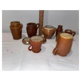 Vintage French and English Brown Ceramic Pottery Collection with Marked Bases Vintage French and English Brown Ceramic Pottery Collection with Marked Bases