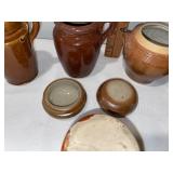 Vintage French and English Brown Ceramic Pottery Collection with Marked Bases Vintage French and English Brown Ceramic Pottery Collection with Marked Bases