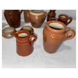 Vintage French and English Brown Ceramic Pottery Collection with Marked Bases Vintage French and English Brown Ceramic Pottery Collection with Marked Bases