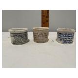 Set of 3 Antique English Advertising Ceramic Ointment Pots - Clarke Set of 3 Antique English Advertising Ceramic Ointment Pots - Clarke