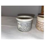 Set of 3 Antique English Advertising Ceramic Ointment Pots - Clarke Set of 3 Antique English Advertising Ceramic Ointment Pots - Clarke