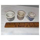 Set of 3 Antique English Advertising Ceramic Ointment Pots - Clarke Set of 3 Antique English Advertising Ceramic Ointment Pots - Clarke