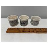 Set of 3 Antique English Advertising Ironstone Ointment Pots - Clarke Set of 3 Antique English Advertising Ironstone Ointment Pots - Clarke