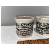 Set of 3 Antique English Advertising Ironstone Ointment Pots - Clarke Set of 3 Antique English Advertising Ironstone Ointment Pots - Clarke