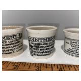 Set of 3 Antique English Advertising Ironstone Ointment Pots - Clarke Set of 3 Antique English Advertising Ironstone Ointment Pots - Clarke