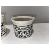 Set of 3 Antique English Advertising Ironstone Ointment Pots - Clarke Set of 3 Antique English Advertising Ironstone Ointment Pots - Clarke