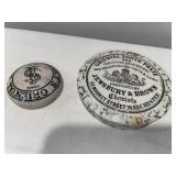 Collection of 5 Antique English Advertising Ironstone Toothpaste & Tooth Powder Pot Lids Collection of 5 Antique English Advertising Ironstone Toothpaste & Tooth Powder Pot Lids