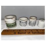 Lot of 4 Antique English Advertising Ironstone Ointment & Cream Jars Lot of 4 Antique English Advertising Ironstone Ointment & Cream Jars