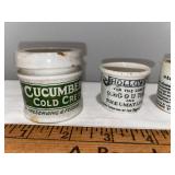 Lot of 4 Antique English Advertising Ironstone Ointment & Cream Jars Lot of 4 Antique English Advertising Ironstone Ointment & Cream Jars