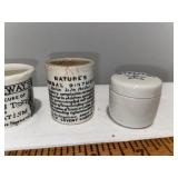 Lot of 4 Antique English Advertising Ironstone Ointment & Cream Jars Lot of 4 Antique English Advertising Ironstone Ointment & Cream Jars