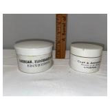 Antique English Advertising Ironstone Ointment Jars - Duncan & Flockhart, Clay & Abraham Antique English Advertising Ironstone Ointment Jars - Duncan & Flockhart, Clay & Abraham