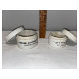 Antique English Advertising Ironstone Ointment Jars - Duncan & Flockhart, Clay & Abraham Antique English Advertising Ironstone Ointment Jars - Duncan & Flockhart, Clay & Abraham