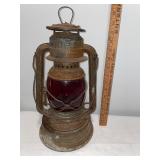 Vintage Dietz Red Globe Lantern No. 2 Air Pilot - Rustic Antique Lighting Vintage Dietz Red Globe Lantern No. 2 Air Pilot - Rustic Antique Lighting