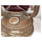 Vintage Dietz Red Globe Lantern No. 2 Air Pilot - Rustic Antique Lighting Vintage Dietz Red Globe Lantern No. 2 Air Pilot - Rustic Antique Lighting