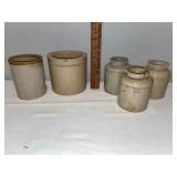 Antique English Stoneware & Ceramic Jar Collection - Set of 5 Rustic Containers Antique English Stoneware & Ceramic Jar Collection - Set of 5 Rustic Containers