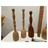 Lot of 8 Vintage Wooden Textile Tools & Spool Lot of 8 Vintage Wooden Textile Tools & Spool