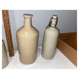 Set of 4 Antique French Stoneware Bottles with Marks Set of 4 Antique French Stoneware Bottles with Marks