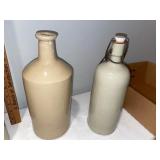 Set of 4 Antique French Stoneware Bottles with Marks Set of 4 Antique French Stoneware Bottles with Marks