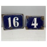 Antique French Stoneware House Number Signs - 16 and 4 Antique French Stoneware House Number Signs - 16 and 4