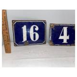 Antique French Stoneware House Number Signs - 16 and 4 Antique French Stoneware House Number Signs - 16 and 4