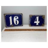 Antique French Stoneware House Number Signs - 16 and 4 Antique French Stoneware House Number Signs - 16 and 4