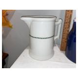 Set of 3 Ironstone Ceramic Pitchers - Vintage White & French Blue Set of 3 Ironstone Ceramic Pitchers - Vintage White & French Blue
