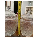 Set of 2 Vintage Style Embossed Glass Jars with Lids Set of 2 Vintage Style Embossed Glass Jars with Lids