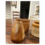 Antique English Stoneware Collection: Cocoa Jar, Bottle, Butter Churn Antique English Stoneware Collection: Cocoa Jar, Bottle, Butter Churn