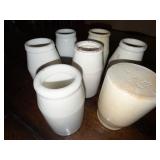 Set of 7 English Antique Ironstone Jars with Embossed Mark Set of 7 English Antique Ironstone Jars with Embossed Mark
