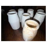 Lot of 8 Antique English Ironstone White Ceramic Jars with Crazing Lot of 8 Antique English Ironstone White Ceramic Jars with Crazing