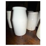 Lot of 8 Antique English Ironstone White Ceramic Jars with Crazing Lot of 8 Antique English Ironstone White Ceramic Jars with Crazing