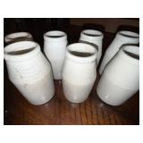 Set of 7 Ironstone Antique English White Ceramic Crackled Glaze Jars Set of 7 Ironstone Antique English White Ceramic Crackled Glaze Jars