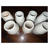 Set of 7 Ironstone Antique English White Ceramic Crackled Glaze Jars Set of 7 Ironstone Antique English White Ceramic Crackled Glaze Jars