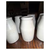 Set of 7 Ironstone Antique English White Ceramic Crackled Glaze Jars Set of 7 Ironstone Antique English White Ceramic Crackled Glaze Jars