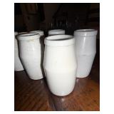 Set of 7 Ironstone Antique English White Ceramic Crackled Glaze Jars Set of 7 Ironstone Antique English White Ceramic Crackled Glaze Jars