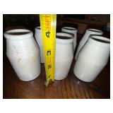 Set of 7 Ironstone Antique English White Ceramic Crackled Glaze Jars Set of 7 Ironstone Antique English White Ceramic Crackled Glaze Jars